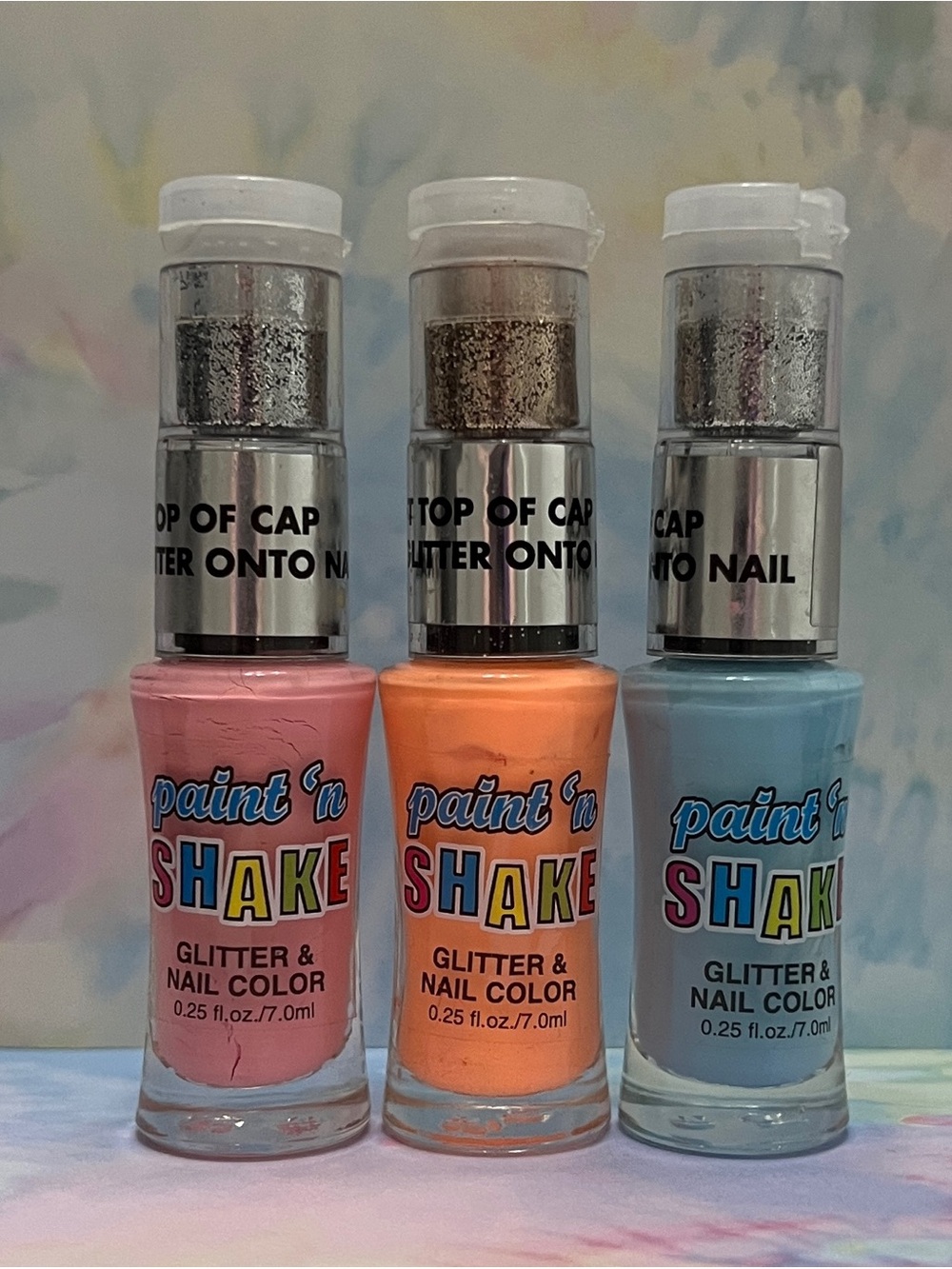 Vintage Paint N Shake Glitter & Nail Color 3 Pc Set